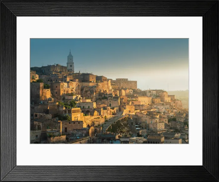 Framed Print : Panoramic view of Sasso Caveoso of Matera at sunrise. Matera, Basilicata, Italy Framed Print : Panoramic view of Sasso Caveoso of Matera at sunrise. Matera, Basilicata, Italy