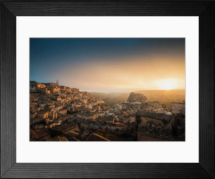 Framed Print : Panoramic view of Sasso Caveoso of Matera at sunrise. Matera, Basilicata, Italy Framed Print : Panoramic view of Sasso Caveoso of Matera at sunrise. Matera, Basilicata, Italy