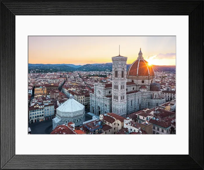 Framed Print : Aerial view of the Cathedral of Santa Maria del Fiore at sunrise. Florence, Tuscany, Italy Framed Print : Aerial view of the Cathedral of Santa Maria del Fiore at sunrise. Florence, Tuscany, Italy