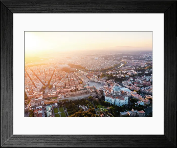 Framed Print : Aerial view of Rome and Vatican city at sunrise. Rome, Lazio, Italy Framed Print : Aerial view of Rome and Vatican city at sunrise. Rome, Lazio, Italy