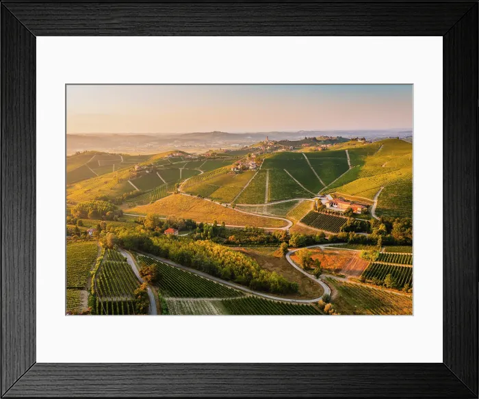 Framed Print : Village of Barbaresco and the Langhe hills at sunset. Barbaresco, Langhe region, Cuneo province, Piedmont, Italy Framed Print : Village of Barbaresco and the Langhe hills at sunset. Barbaresco, Langhe region, Cuneo province, Piedmont, Italy