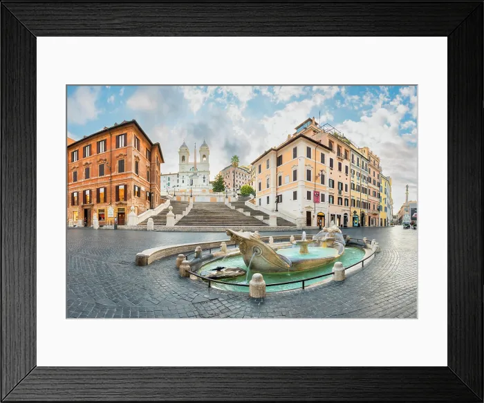 Framed Print : Piazza di Spagna and Fontana della Barcaccia at sunrise. Rome, Lazio, Italy Framed Print : Piazza di Spagna and Fontana della Barcaccia at sunrise. Rome, Lazio, Italy