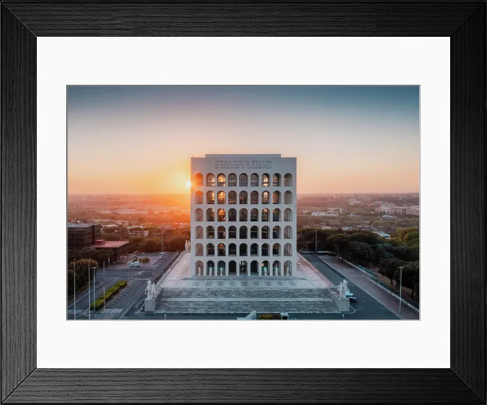 Framed Print : Aerial view of the Palace of Italian Civilisation (also known as the Square Colosseum) at sunset. Rome, Lazio, Italy Framed Print : Aerial view of the Palace of Italian Civilisation (also known as the Square Colosseum) at sunset. Rome, Lazio, Italy