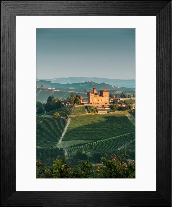 Framed Print : Grinzane Cavour village at sunrise. Langhe region, Cuneo province, Piedmont, Italy Framed Print : Grinzane Cavour village at sunrise. Langhe region, Cuneo province, Piedmont, Italy