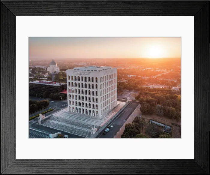 Framed Print : Aerial view of the Palace of Italian Civilisation (also known as the Square Colosseum) at sunset. Rome, Lazio, Italy Framed Print : Aerial view of the Palace of Italian Civilisation (also known as the Square Colosseum) at sunset. Rome, Lazio, Italy