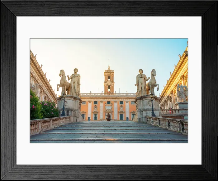 Framed Print : Capitoline square and Senatorial palace at sunrise. Rome, Lazio, Italy Framed Print : Capitoline square and Senatorial palace at sunrise. Rome, Lazio, Italy