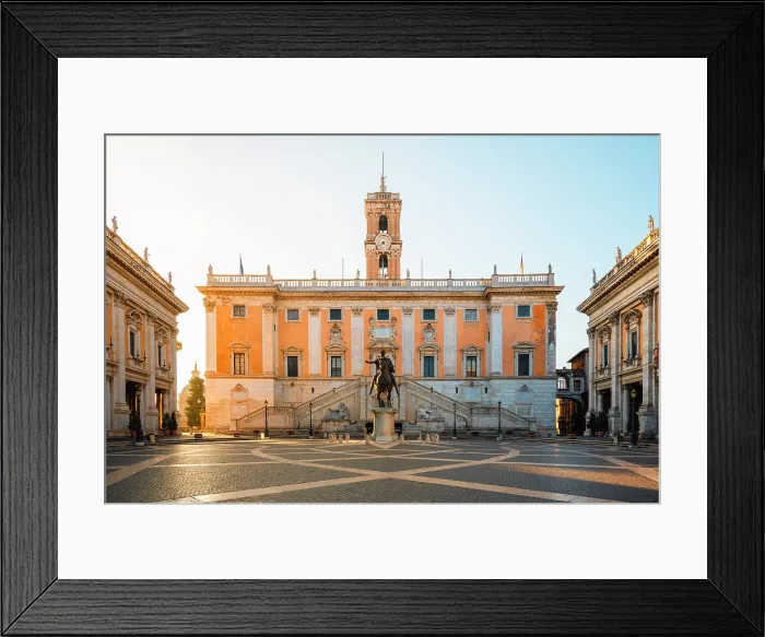 Framed Print : Capitoline square and Senatorial palace at sunrise. Rome, Lazio, Italy Framed Print : Capitoline square and Senatorial palace at sunrise. Rome, Lazio, Italy