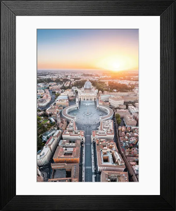 Framed Print : Aerial view of St. Peter's Square and St. Peter's Basilica at sunset. Rome, Lazio, Italy Framed Print : Aerial view of St. Peter's Square and St. Peter's Basilica at sunset. Rome, Lazio, Italy