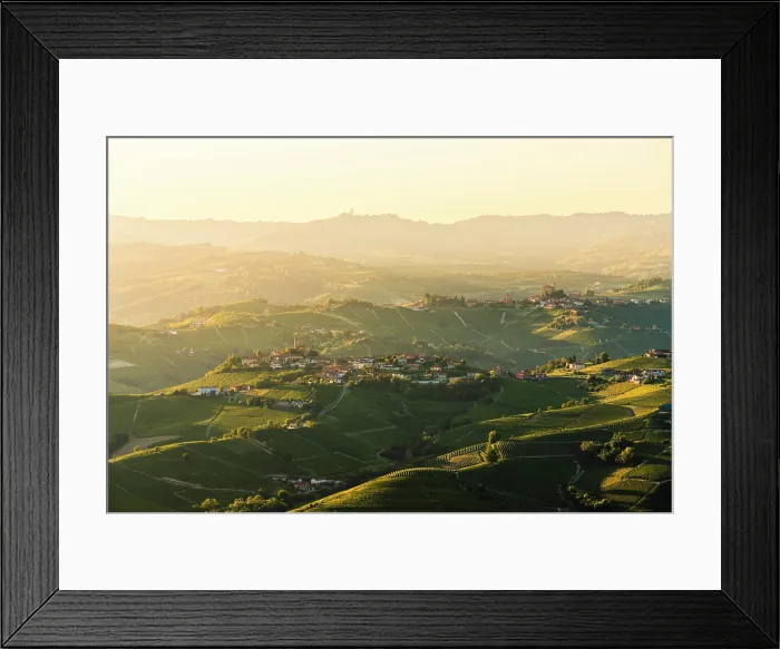 Framed Print : Langhe hills and the villages of Castiglione Falletto and Serralunga d'Alba. Langhe, Cuneo province, Piedmont, Italy Framed Print : Langhe hills and the villages of Castiglione Falletto and Serralunga d'Alba. Langhe, Cuneo province, Piedmont, Italy