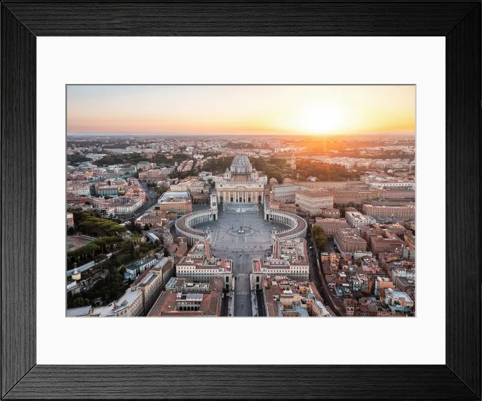Framed Print : Aerial view of St. Peter's Square and St. Peter's Basilica at sunset. Rome, Lazio, Italy Framed Print : Aerial view of St. Peter's Square and St. Peter's Basilica at sunset. Rome, Lazio, Italy
