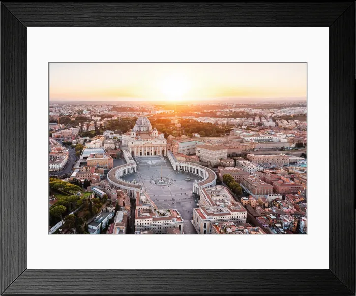 Framed Print : Aerial view of St. Peter's Square and St. Peter's Basilica at sunset. Rome, Lazio, Italy Framed Print : Aerial view of St. Peter's Square and St. Peter's Basilica at sunset. Rome, Lazio, Italy