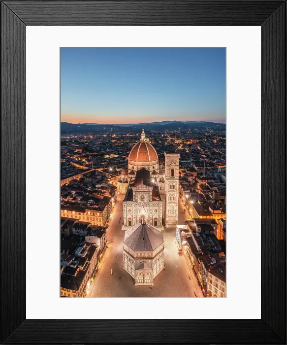 Framed Print : Aerial view of the Cathedral of Santa Maria del Fiore at dusk. Florence, Tuscany, Italy Framed Print : Aerial view of the Cathedral of Santa Maria del Fiore at dusk. Florence, Tuscany, Italy
