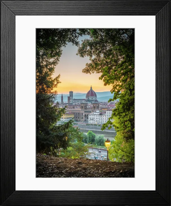 Framed Print : Cathedral of Santa Maria del Fiore at dusk, framed by foliage. Florence, Tuscany, Italy Framed Print : Cathedral of Santa Maria del Fiore at dusk, framed by foliage. Florence, Tuscany, Italy