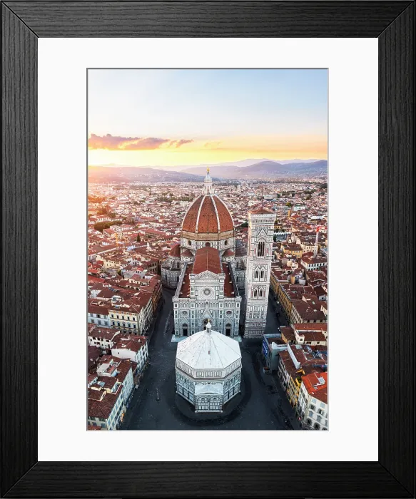 Framed Print : Aerial view of the Cathedral of Santa Maria del Fiore at sunrise. Florence, Tuscany, Italy Framed Print : Aerial view of the Cathedral of Santa Maria del Fiore at sunrise. Florence, Tuscany, Italy