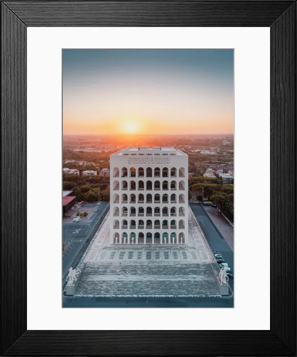 Framed Print : Aerial view of the Palace of Italian Civilisation (also known as the Square Colosseum) at sunset. Rome, Lazio, Italy Framed Print : Aerial view of the Palace of Italian Civilisation (also known as the Square Colosseum) at sunset. Rome, Lazio, Italy