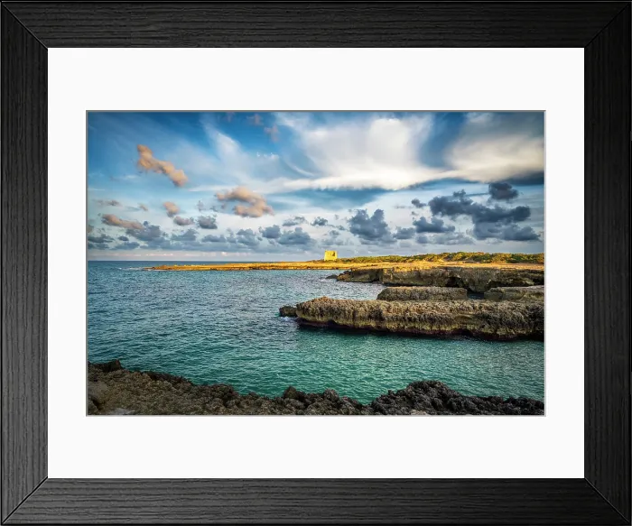 Framed Print : Europe, Italy, Apulia. Sunset at the beach of Torre Pozzella near Ostuni Framed Print : Europe, Italy, Apulia. Sunset at the beach of Torre Pozzella near Ostuni