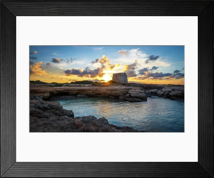 Framed Print : Europe, Italy, Apulia. Sunset at the beach of Torre Pozzella near Ostuni Framed Print : Europe, Italy, Apulia. Sunset at the beach of Torre Pozzella near Ostuni