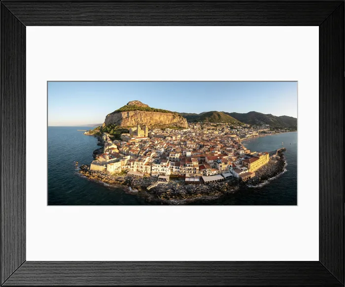 Framed Print : Aerial view of Cefalu, Sicily, Italy