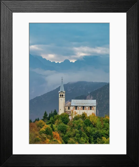 Framed Print : Church in Valle di Cadore, Dolomites, South Tyrol, Italy Framed Print : Church in Valle di Cadore, Dolomites, South Tyrol, Italy