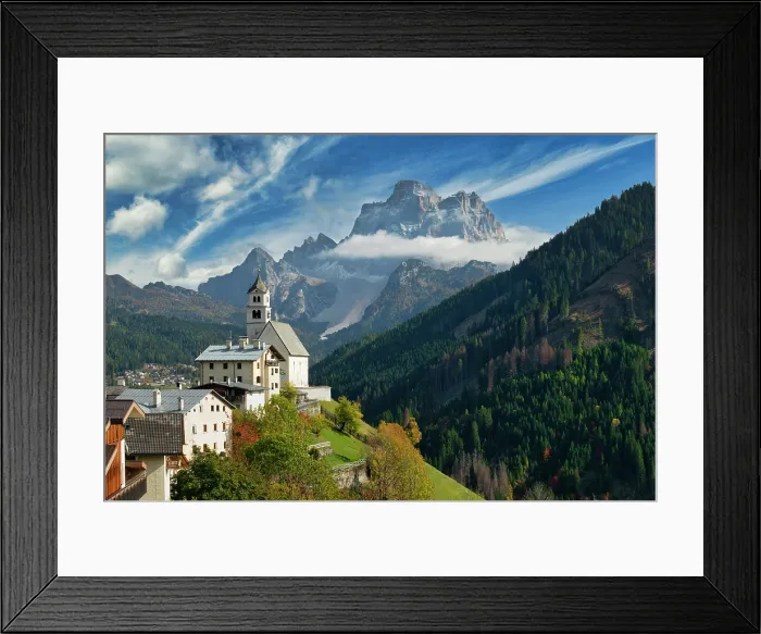 Framed Print : Mt. Pelmo & St. Lucia Church, Colle Santa Lucia, Dolomites, Veneto, Italy Framed Print : Mt. Pelmo & St. Lucia Church, Colle Santa Lucia, Dolomites, Veneto, Italy