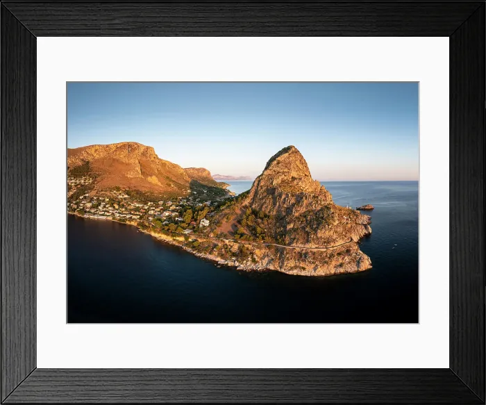 Framed Print : Aerial view of Promontorio Di Capo Zafferano, Sicily, Italy Framed Print : Aerial view of Promontorio Di Capo Zafferano, Sicily, Italy