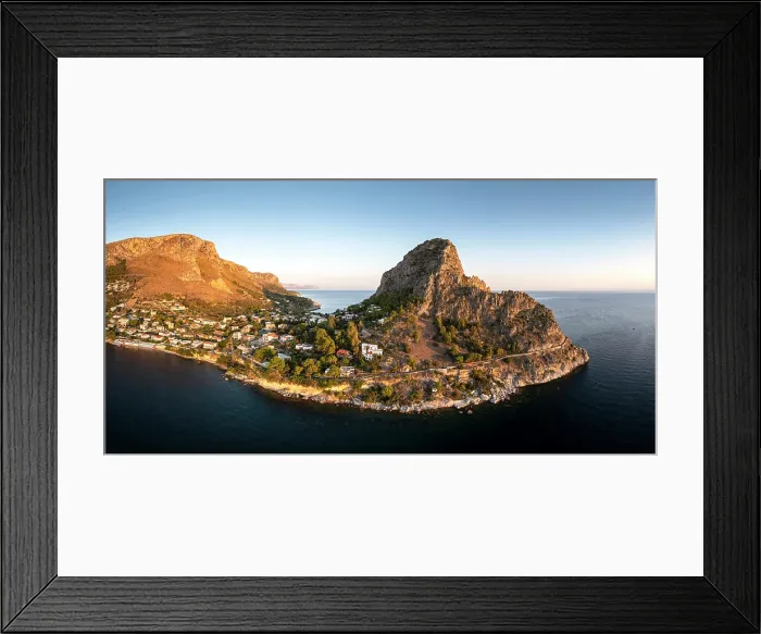 Framed Print : Aerial view of Promontorio Di Capo Zafferano, Sicily, Italy