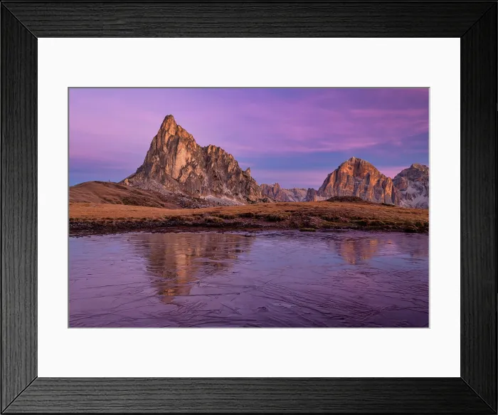 Framed Print : Ra Gusela Reflections at Dawn, Passo Giau, Cortina, Belluno Province, Dolomites, Italy Framed Print : Ra Gusela Reflections at Dawn, Passo Giau, Cortina, Belluno Province, Dolomites, Italy
