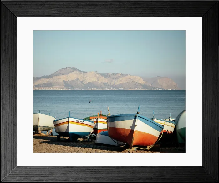Framed Print : Fishing boats at dawn, Aspra, Sicily, Italy Framed Print : Fishing boats at dawn, Aspra, Sicily, Italy