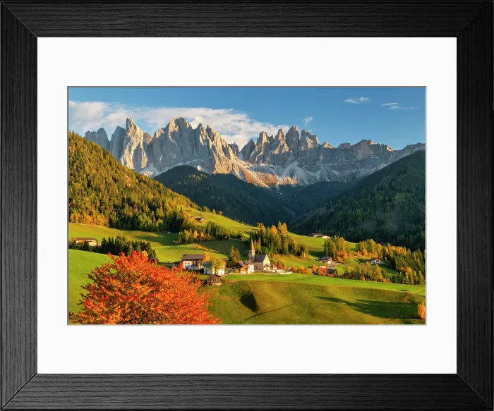 Framed Print : St. Magdalena in Autumn, Val di Funes, Dolomites, South Tyrol, Italy Framed Print : St. Magdalena in Autumn, Val di Funes, Dolomites, South Tyrol, Italy