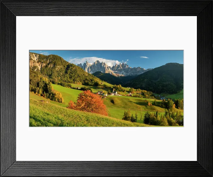 Framed Print : St. Magdalena in Autumn, Val di Funes, Dolomites, South Tyrol, Italy Framed Print : St. Magdalena in Autumn, Val di Funes, Dolomites, South Tyrol, Italy