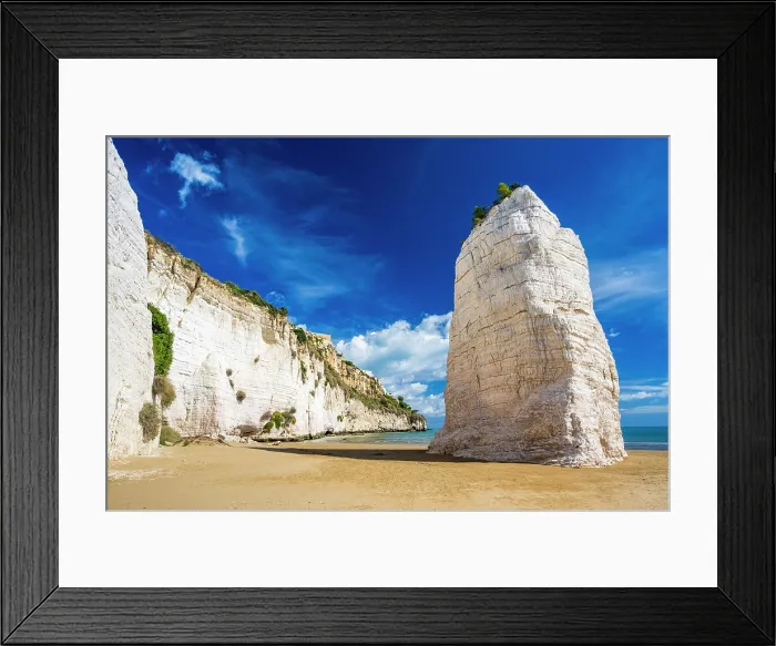 Framed Print : Europe, Italy, Apulia. The beach of Vieste and the famous white cliffs Framed Print : Europe, Italy, Apulia. The beach of Vieste and the famous white cliffs
