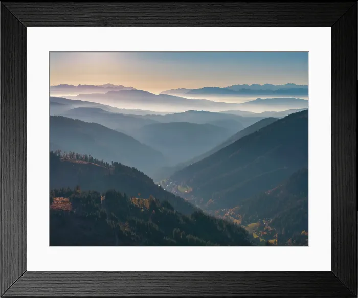 Framed Print : Hazy Mountains in Eggen Valley, South Tyrol, Dolomites, Italy Framed Print : Hazy Mountains in Eggen Valley, South Tyrol, Dolomites, Italy