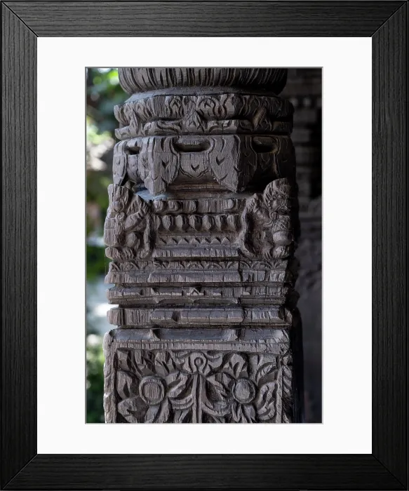 Framed Print : Restored wooden carved column, The Dwarika's Hotel, Kathmandu, Nepal