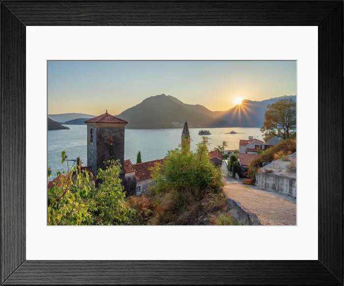Framed Print : Sunset above Perast, Bay of Kotor, Montenegro Framed Print : Sunset above Perast, Bay of Kotor, Montenegro