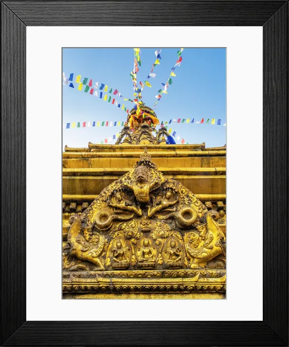Framed Print : Detail of goold reliefs on the Swayambunath temple (aka Monkey Temple), Kathmandu, Nepal Framed Print : Detail of goold reliefs on the Swayambunath temple (aka Monkey Temple), Kathmandu, Nepal