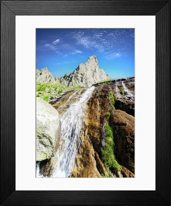 Framed Print : Waterfall near Picco Luigi Amedeo, Val Torrone, Val Masino, Valtellina, Province of Sondrio, Lombardy, Italy Framed Print : Waterfall near Picco Luigi Amedeo, Val Torrone, Val Masino, Valtellina, Province of Sondrio, Lombardy, Italy