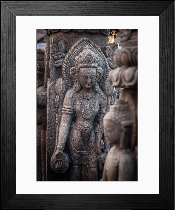 Framed Print : Carved statues at Swayambunath temple (aka Monkey Temple), Kathmandu, Nepal Framed Print : Carved statues at Swayambunath temple (aka Monkey Temple), Kathmandu, Nepal