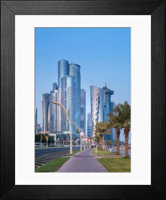 Framed Print : Skyscrapers on Al Corniche, West Bay, Doha, Qatar Framed Print : Skyscrapers on Al Corniche, West Bay, Doha, Qatar