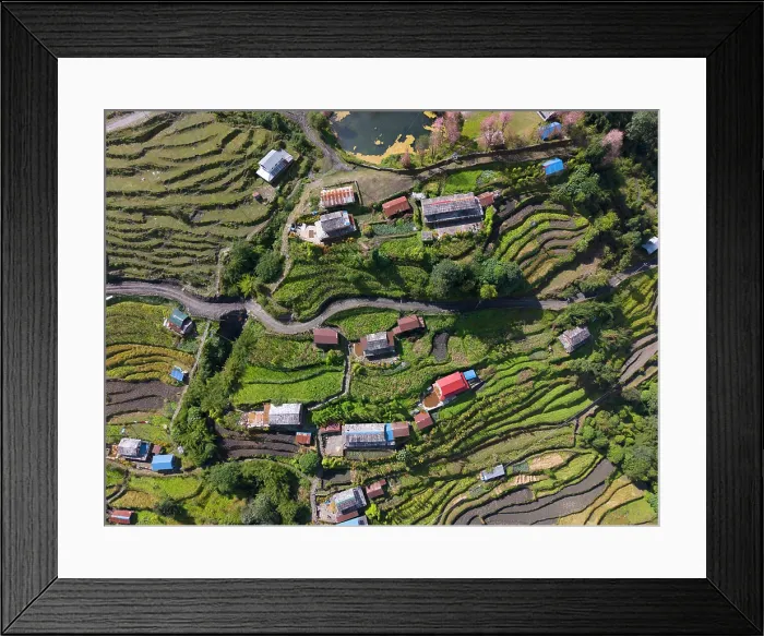 Framed Print : Village and terraced fields near Ghandruk, Annapurna Region, Gandaki Province, Nepal Framed Print : Village and terraced fields near Ghandruk, Annapurna Region, Gandaki Province, Nepal