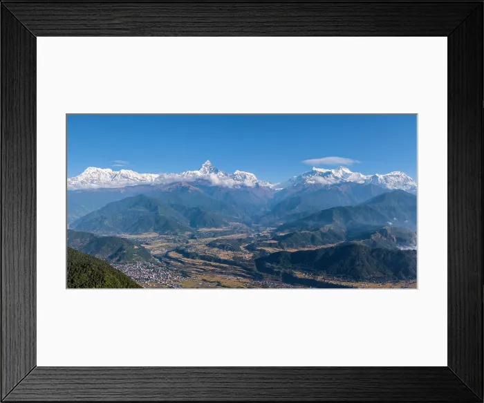 Framed Print : Annapurna mountain range inc Machhapuchhare (Fishtail) from Sarangkot near Pokhara, Annapurna Region, Gandaki Province, Nepal