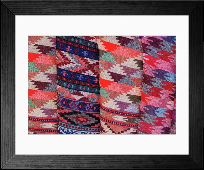 Framed Print : Colourful woolen shawls for sale, Muktinath, Lower Mustang, Nepal Framed Print : Colourful woolen shawls for sale, Muktinath, Lower Mustang, Nepal