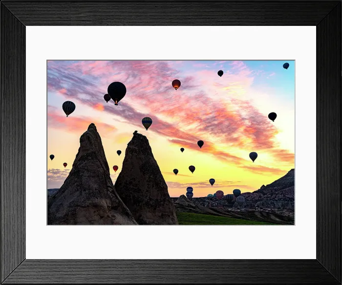 Framed Print : Silhouettes of hot air balloons at dawn, Love Valley, Goreme National Park, Cappadocia, Central Anatolia, Turkey Framed Print : Silhouettes of hot air balloons at dawn, Love Valley, Goreme National Park, Cappadocia, Central Anatolia, Turkey