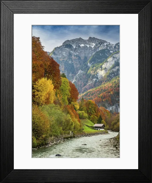 Framed Print : Scenic autumn landscape, Wilderswil, Berner Oberland, Switzerland Framed Print : Scenic autumn landscape, Wilderswil, Berner Oberland, Switzerland