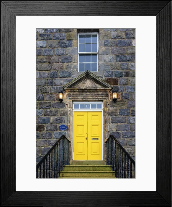Framed Print : Yellow door to the Warld's End (World's End), the oldest house in Fraserburgh, Aberdeenshire, Scotland