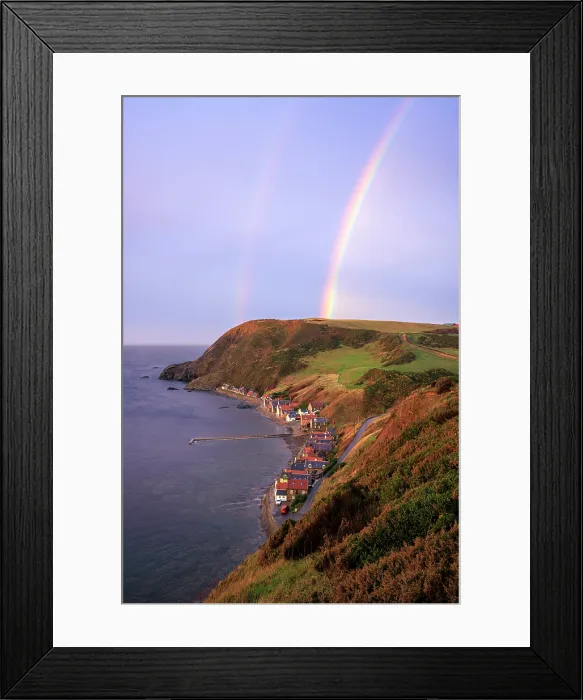 Framed Print : Double rainbow over Crovie village, Crovie, Aberdeenshire, Scotland, UK Framed Print : Double rainbow over Crovie village, Crovie, Aberdeenshire, Scotland, UK