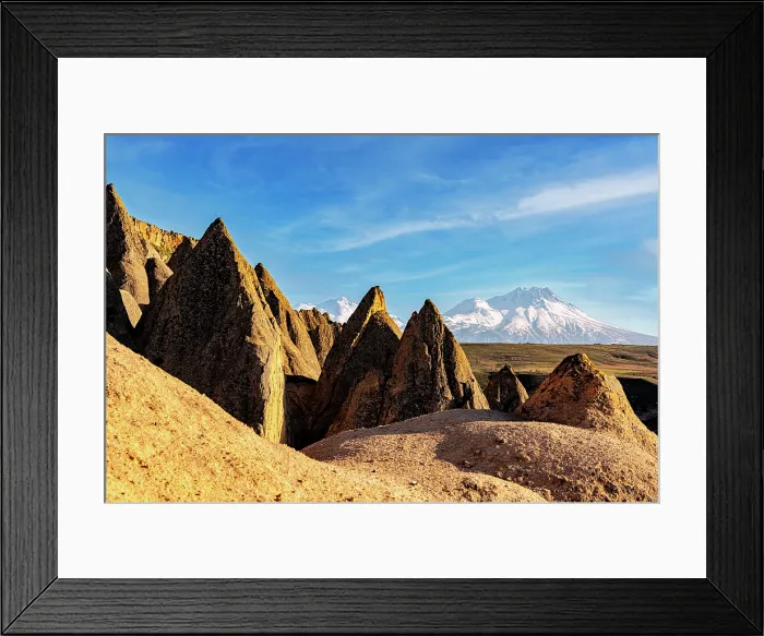 Framed Print : Fairy chimneys of Selime with Mount Hasan, Aksaray Province, Cappadocia, Central Anatolia, Turkey
