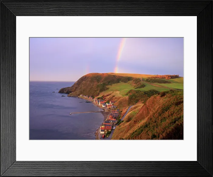 Framed Print : Double rainbow over Crovie village, Crovie, Aberdeenshire, Scotland, UK Framed Print : Double rainbow over Crovie village, Crovie, Aberdeenshire, Scotland, UK