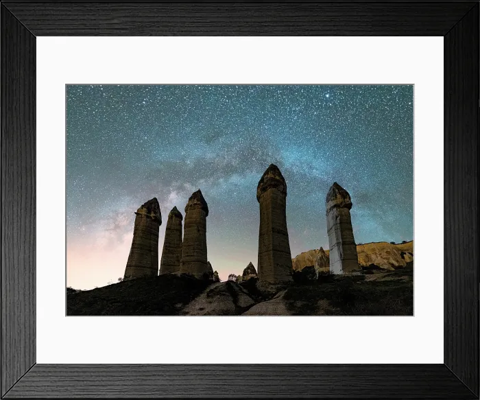 Framed Print : Starry sky above rock formations in Love Valley, Goreme National Park, Cappadocia, Nevsehir Province, Central Anatolia, Turkey Framed Print : Starry sky above rock formations in Love Valley, Goreme National Park, Cappadocia, Nevsehir Province, Central Anatolia, Turkey