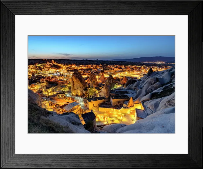 Framed Print : Rock formations in Goreme at dusk, National Park, Cappadocia, Central Anatolia, Turkey Framed Print : Rock formations in Goreme at dusk, National Park, Cappadocia, Central Anatolia, Turkey