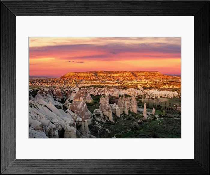 Framed Print : Love Valley rock formations at sunset, Goreme National Park, Cappadocia, Central Anatolia, Turkey
